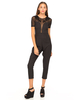 Motel Lucy Lou Sheer Embroidered Jumpsuit in Black Flower