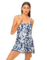 Motel Luella Strappy Playsuit in Xerox Daisy Navy