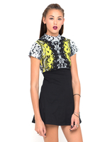 Motel Lydia Turtleneck Dress in Neon Scales Yellow