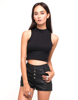 Motel Lyndie Turtleneck Crop Top in Black