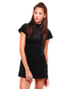 Motel Lyndie Turtleneck Dress in Stamped Velvet Black