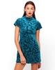 Motel Lyndie Turtleneck Dress in Stamped Velvet Jade