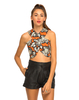 Motel Macau Wrap Crop Top in Rose Revival