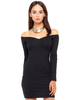 Motel Mademoiselle Long Sleeve Off Shoulder Dress in Black