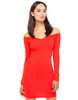Motel Mademoiselle Long Sleeve Off Shoulder Dress in Red