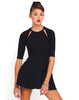 Motel Magdalina Cut Out Skater Dress in Black