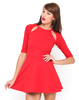 Motel Magdalina Cut Out Skater Dress in Red