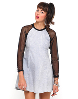 Motel Margie Denim Skater Dress in Grey Wash
