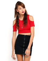 Motel Maria Cut Out Crop Top in Red