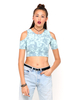 Motel Maria Cut Out Crop Top in Smoke Blue