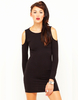 Motel Maria Cut Out Shoulder Dress in Black