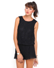 Motel Mary Daisy Open Back Floral Lace Playsuit in Black