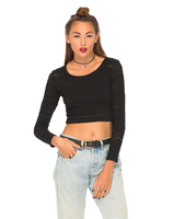 Motel Mary Eyelet Lace Crop Top in Black