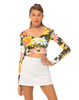 Motel Mary Long Sleeve Crop Top in Lucid Garden
