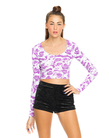 Motel Mary Long Sleeve Crop in Monorose Lilac