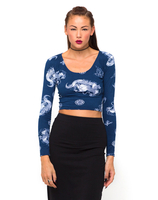 Motel Mary Long Sleeve Crop in Oriental Dragon