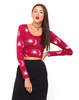Motel Mary Long Sleeve Crop in Sun Moon Stars Maroon