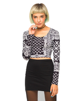 Motel Mary Long Sleeved Crop in Scarf Black