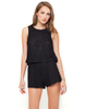 Motel Mary Sleeveless Playsuit in Black Geometric Lace