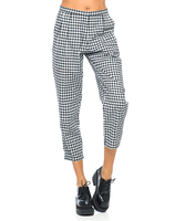 Motel Mason Cropped Trouser in Gingham Check Black White