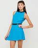 Motel Miley PU Collar Dress in Azure Blue