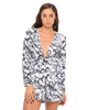 Motel Millie Plunge Neck Playsuit in Feline Black and White