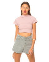 Motel Mindy Turtle Neck Top in Baby Pink