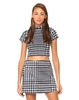 Motel Mindy Turtleneck Crop in Hounds Tooth Black and White