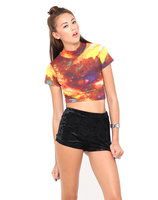 Motel Mindy Turtleneck Crop Tee in Cosmic Yellow