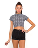Motel Mindy Turtleneck Crop Top in Monochrome Symmetry