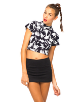 Motel Mindy Turtleneck Crop Top in Paint Marks