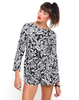 Motel Molly Long Sleeve Playsuit in Black and White Paisley