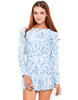 Motel Molly Long Sleeve Playsuit in Blue Paisley Print