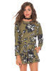 Motel Molly Long Sleeve Playsuit in Kew Khaki