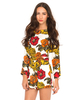 Motel Molly Long Sleeve Playsuit in Museum Floral Ochre
