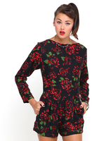 Motel Molly Long Sleeve Playsuit in Tiger Rose Print