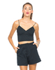 Motel Montana Strappy Crop Top in Embossed Black