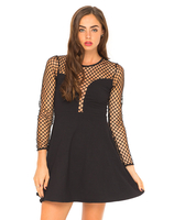 Motel Moonchild Fishnet Dress in Black