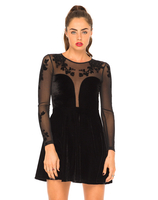 Motel Moonchild Velvet Skater Dress in Black