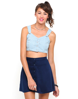 Motel Nancy Crop Top In Summer Days Denim