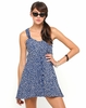 Motel Naomi Cross Back Dress in Navy and White Ditsy Daisy Print
