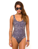 Motel Neptune Cut Out Swimsuit in 90s Leopard