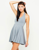 Motel Nessy Halter Neck Skater Dress in Grey Spandex