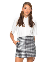 Motel Nina High Waisted Skirt in Black and White Hounds tooth
