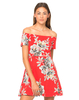 Motel Off The Shoulder Catalina Dress in Blur Flower Red