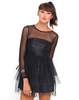 Motel Olivia Mesh Layer Dress in Black