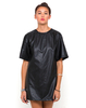 Motel Owl Dress in Black Faux Leather