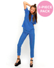 Motel Pacey T Shirt and Jeanie Pants Pack in Windsor Blue