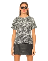 Motel Pacey T Shirt Blouse in Cross Hatch Black and White