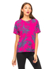 Motel Pacey T Shirt Blouse in Two Tone Floral Raspberry